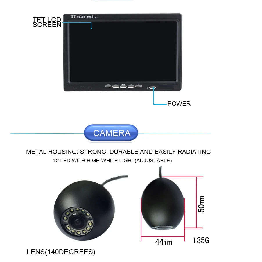20m Cable  7'' 1000TVL HD Wate - Underwater Camera recension och pris
